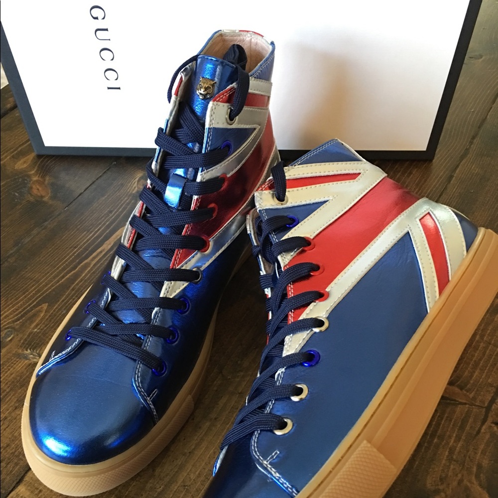 Gucci Union Jack high top sneakers size 10