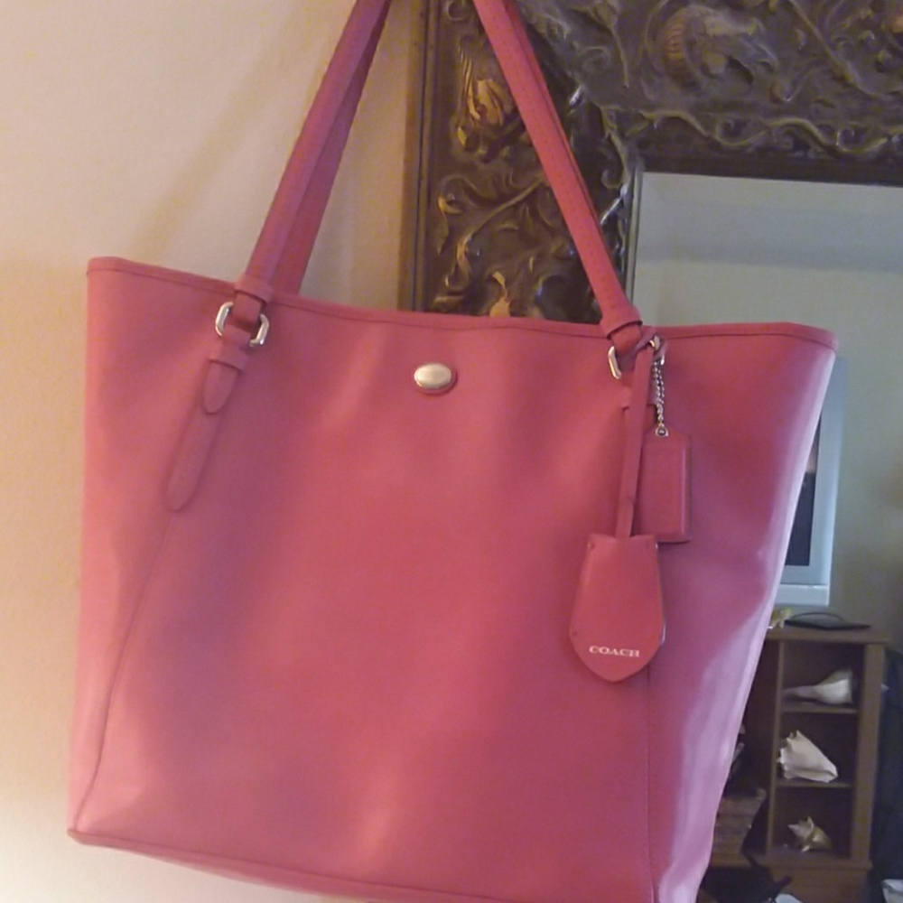 Large pink Coach tote