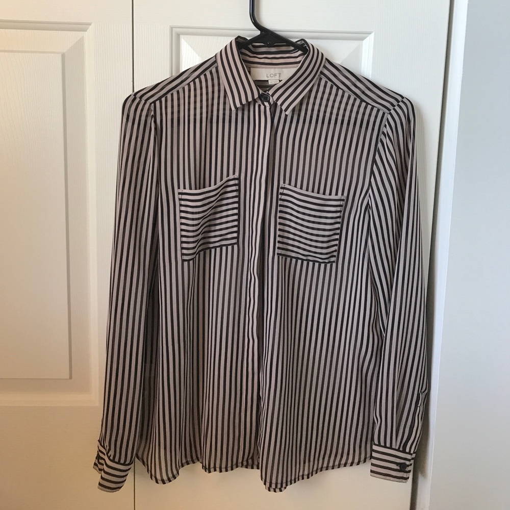Loft sheer button down blouse