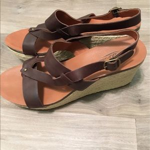 Lucky Brand Brown Leather Rope wedge 8.5