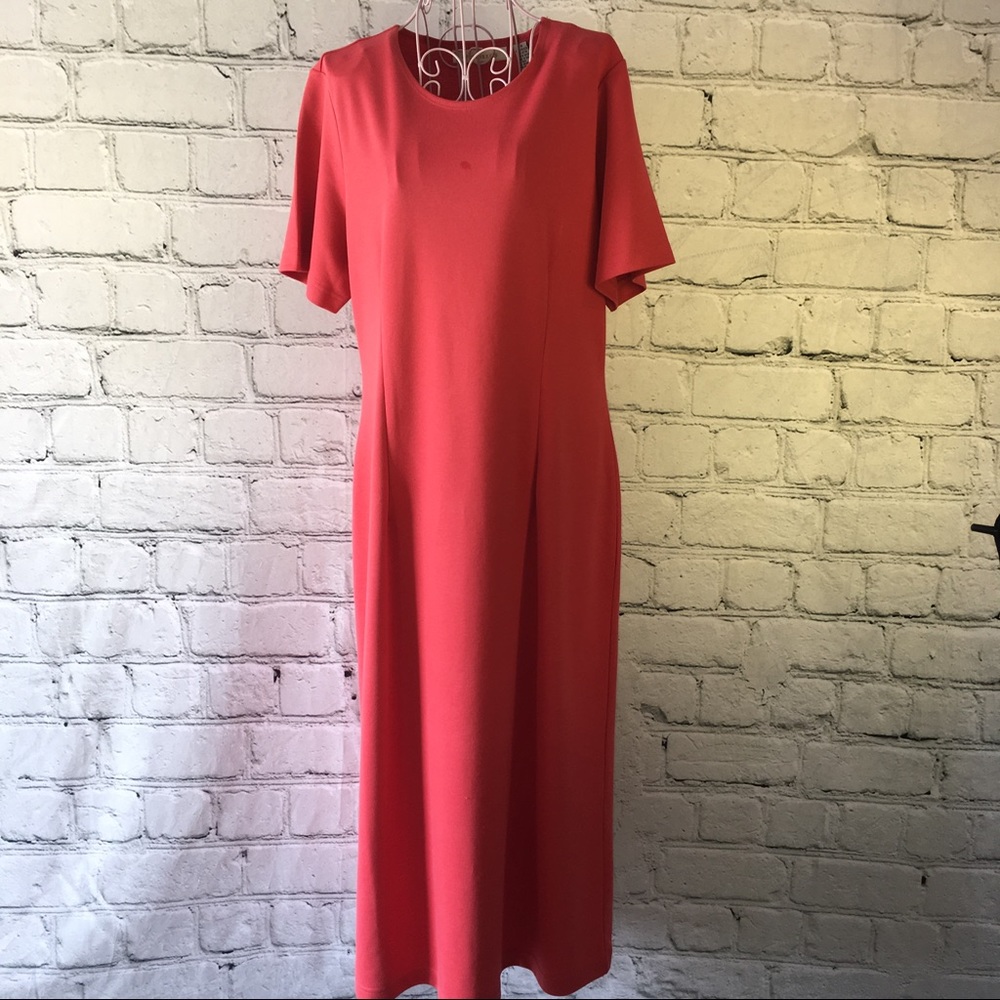 Appleseeds Dress Medium Coral Midi Vintage Style