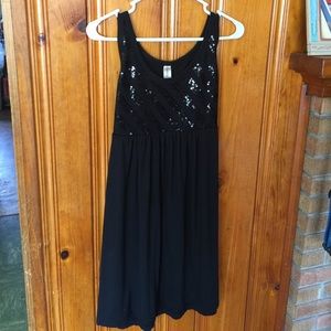 XL Black sequin top empire waist dress