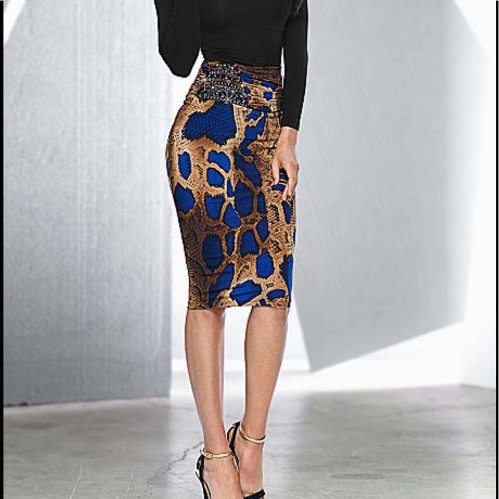 Snake embellished midi skirt