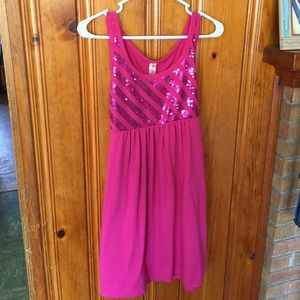 XL pink sequin top empire waist dress