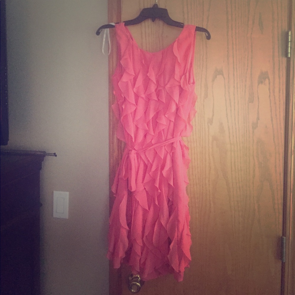 Calvin Klein coral ruffle dress