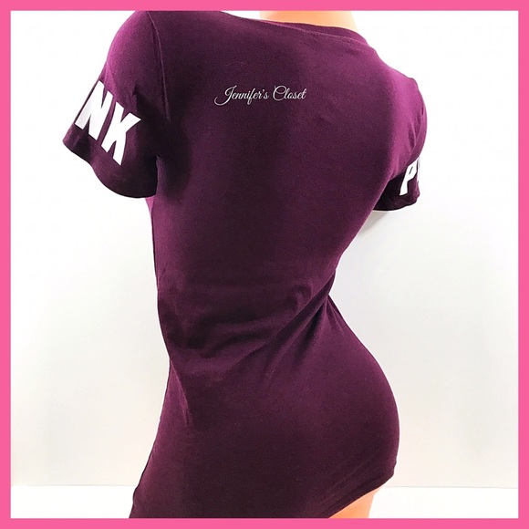 •Victoria's Secret PINK• Logo maroon fitted tshirt - Picture 3 of 3