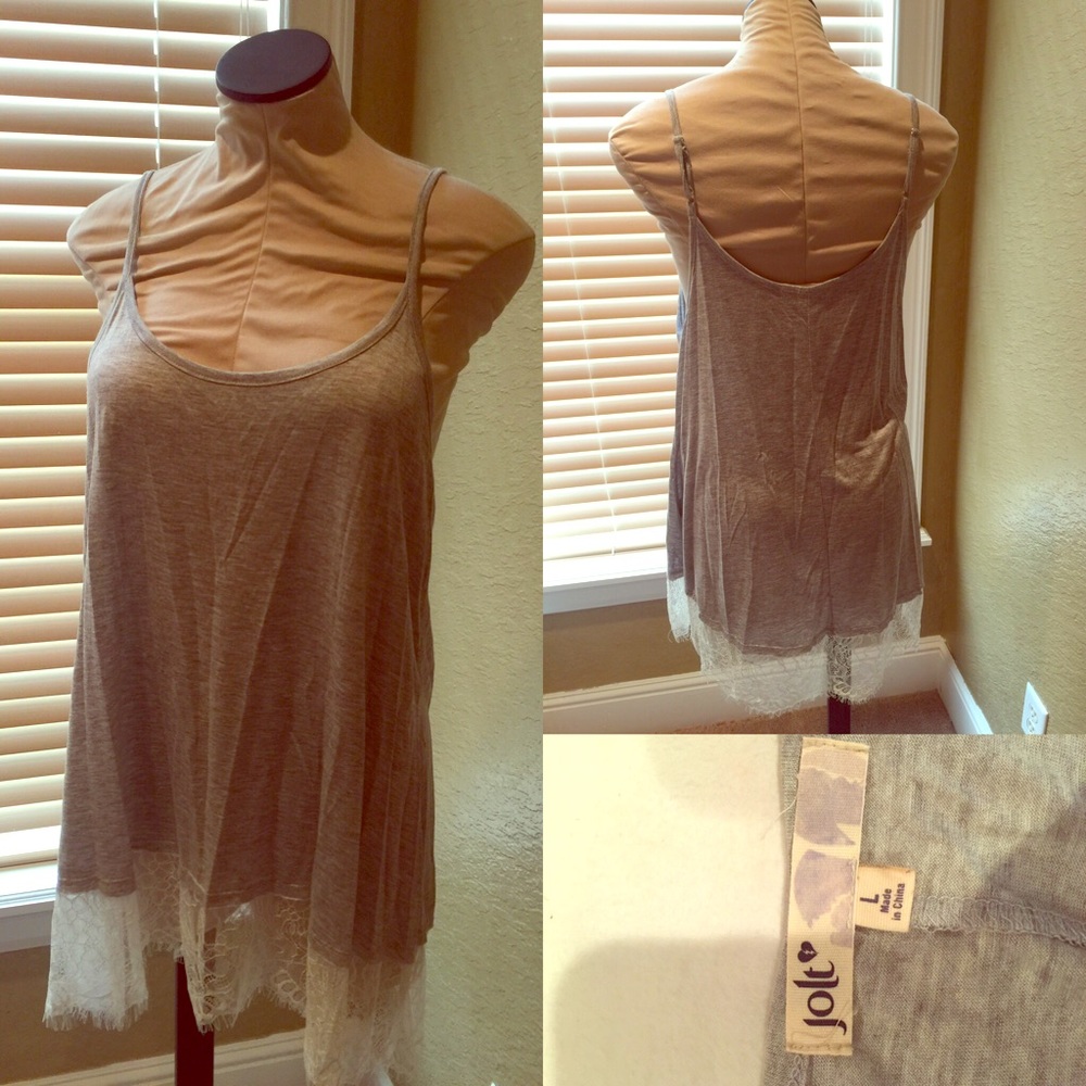 Grey lace bottom tank size L