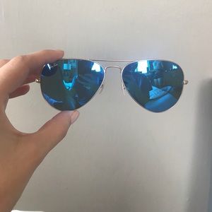 Rayban Large Aviators in blue and gold