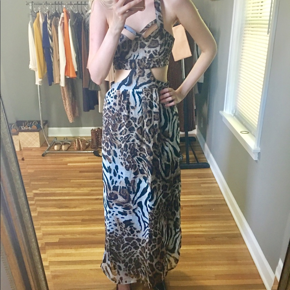 Stunning Leopard Chiffon Maxi Dress
