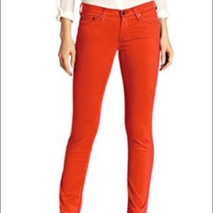 AG "the Stilt" Cigarette Leg red jeans, size 26R!