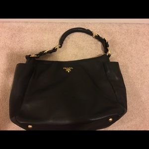 Authentic Prada black leather handbag