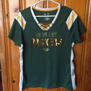 XL Green Bay Packers faux lace up top