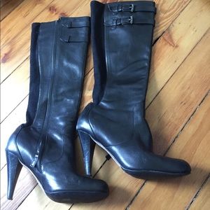 Black leather with surfed cole haan boots