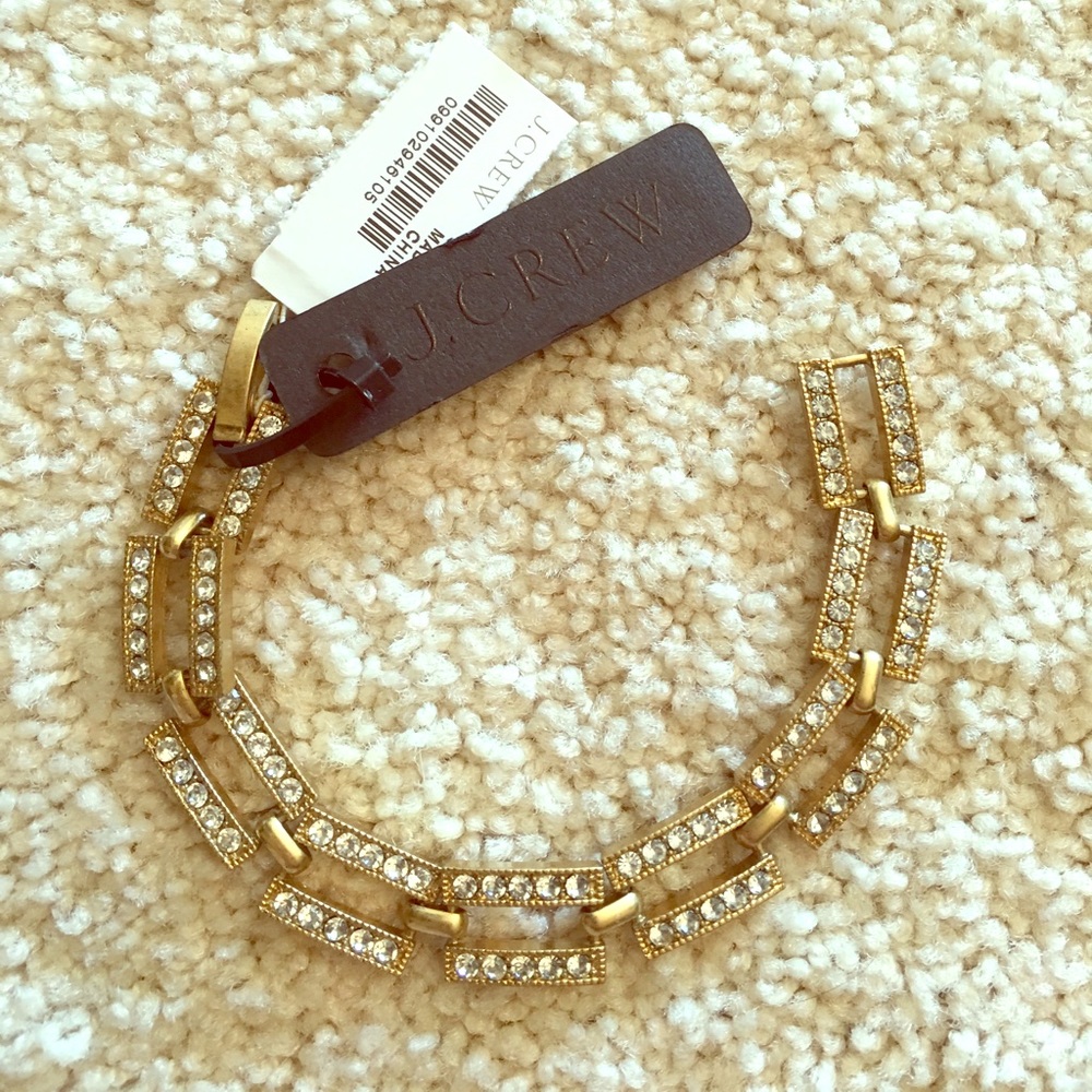 J Crew NWT rhinestone and gold bracelet