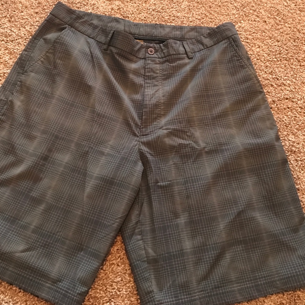 Dark gray and striped shorts