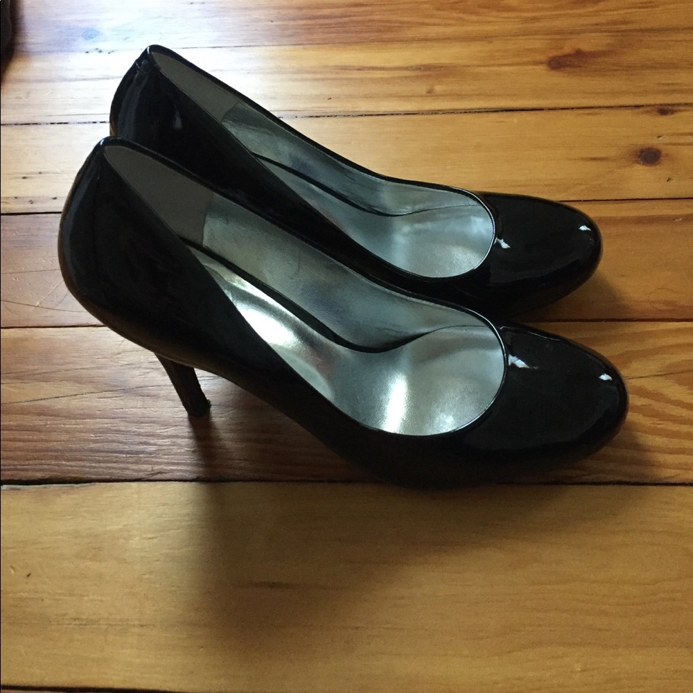 Black patent leather heels
