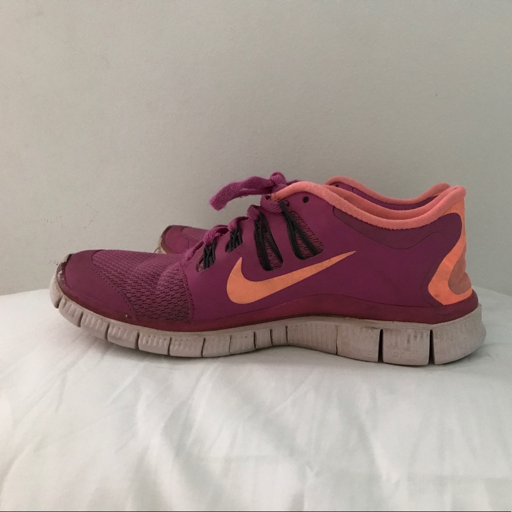 Nike Free Runs (pink and orange) tennis shoes