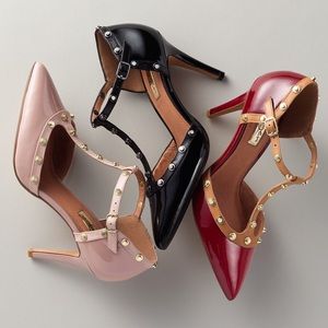 Halogen- 'Martine' Studded T-Strap Pump. Size 7