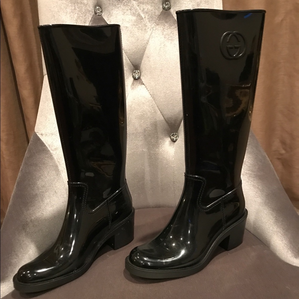 Black Gucci rain-boots