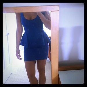 Blue peplum bodycon mini dress