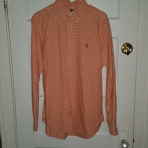 Orange checkered button down shirt