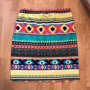 Multi color pencil skirt.