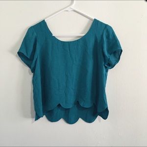 Teal Scallop tee