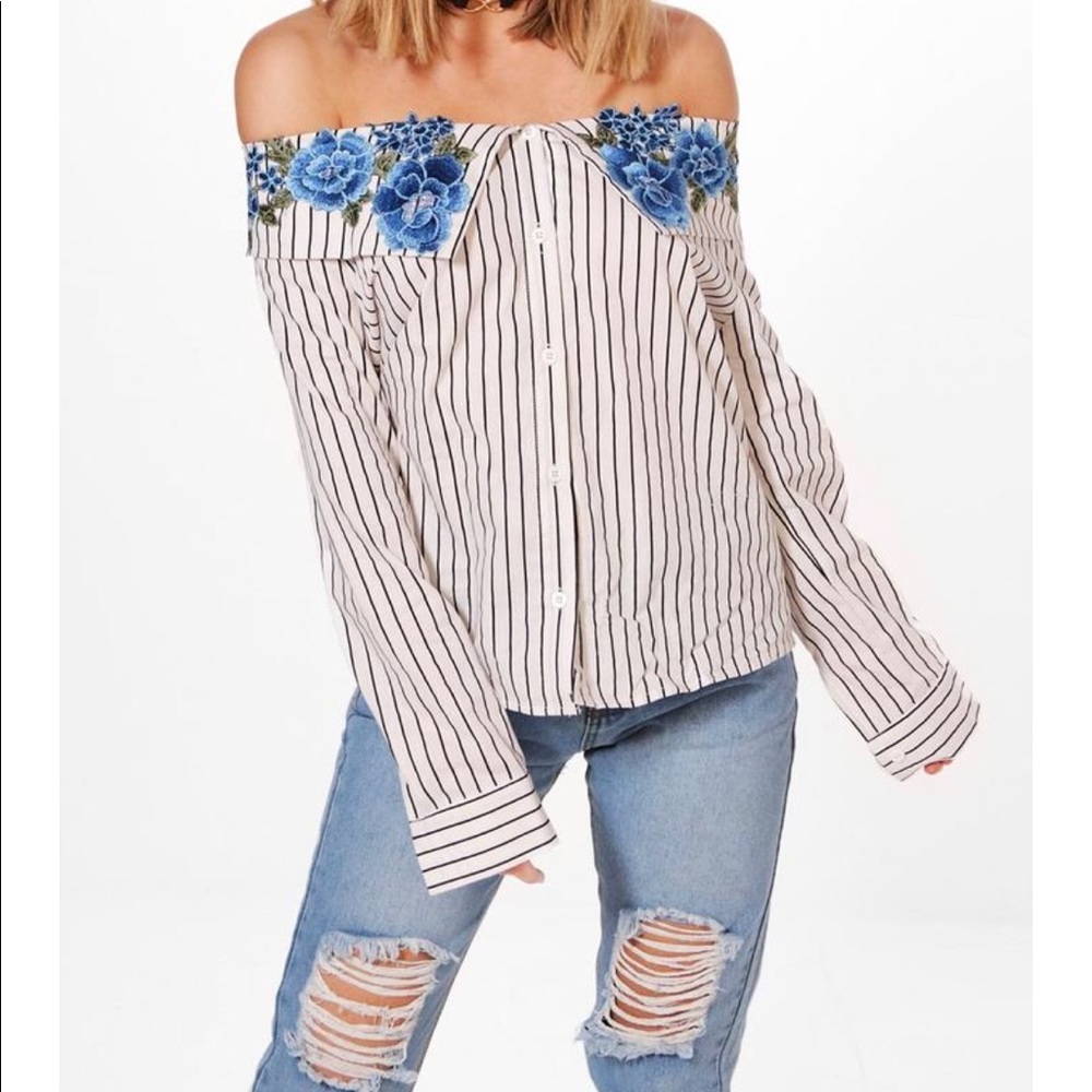 Off the shoulder top with floral design