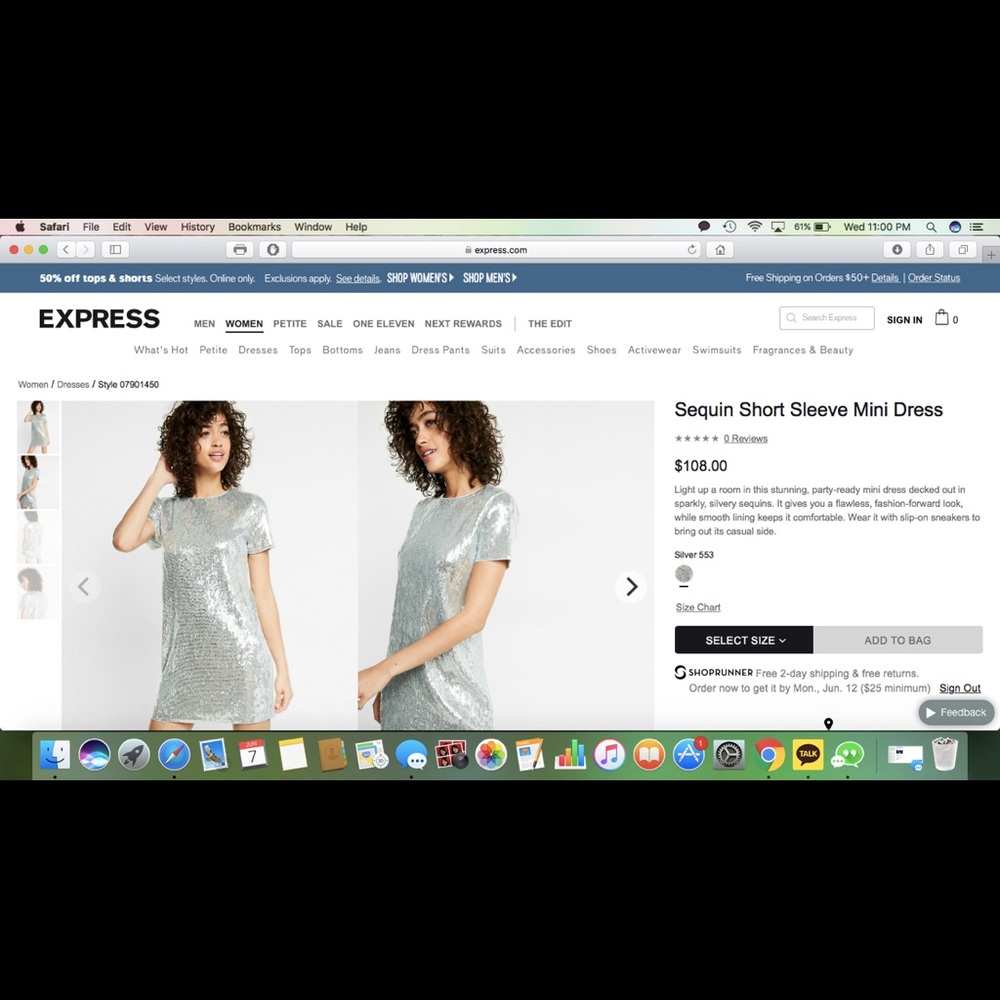Express silver sequin dress. Like new with tags.