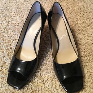 Black peep toe heels