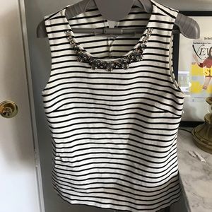 J.Crew Striped Tank with Jewel Detail