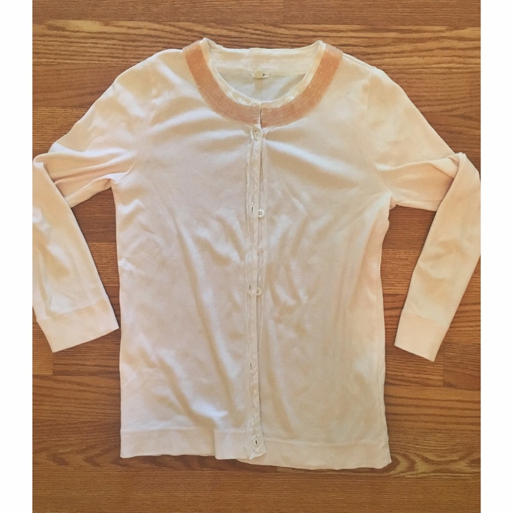 J Crew light pink beaded cardigan