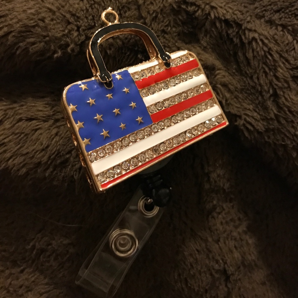 new with tag American flag badge reel