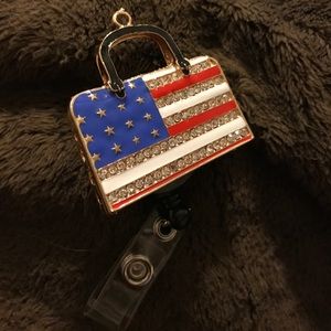 new with tag American flag badge reel