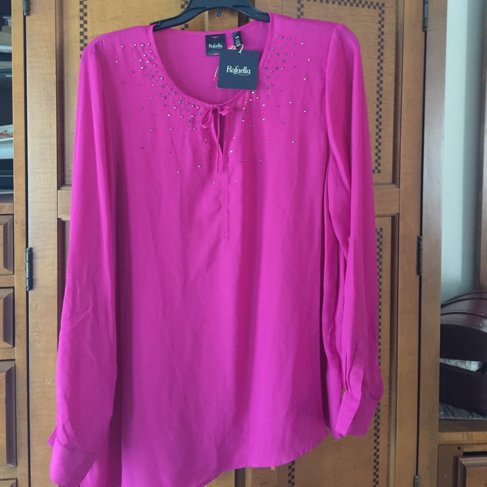 NWT Rafaella purple blouse with sequins
