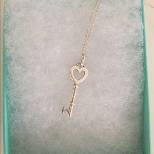 SOLD. Tiffany Heart Key Pendant Necklace Silver