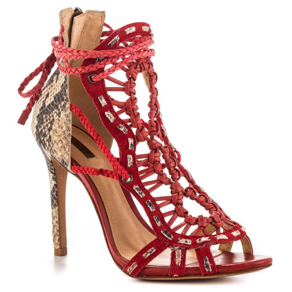 Schultz high heels. Ties to tie around ankle.