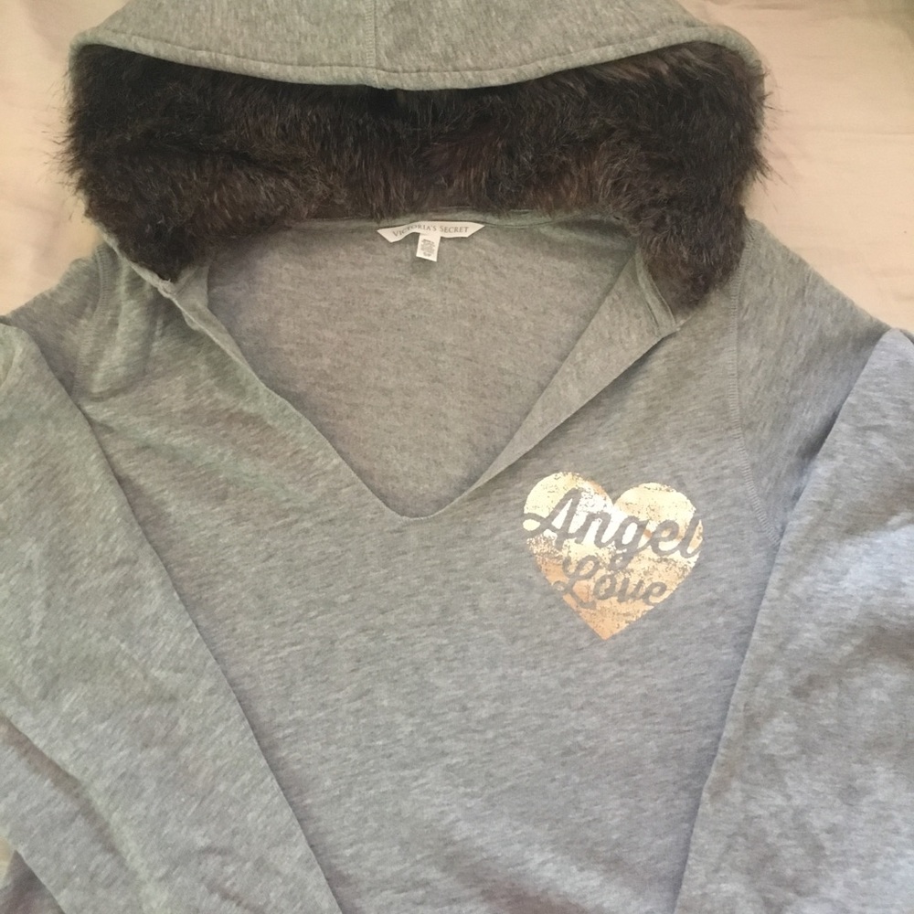 Victoria's Secret PINK fur hood sweatshirt