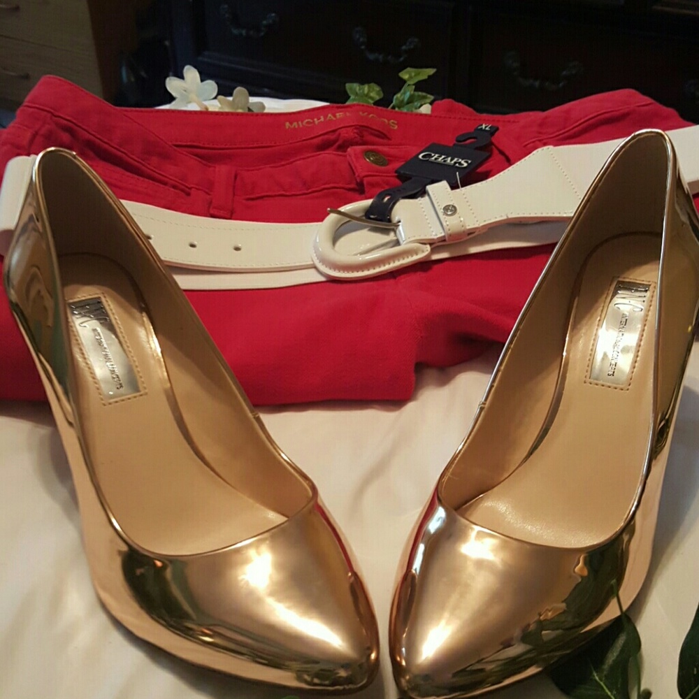 INC GOLD HEELS,  MACYS