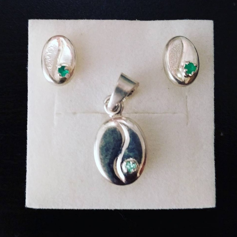 Coffee Bean Earring and Pendent Set