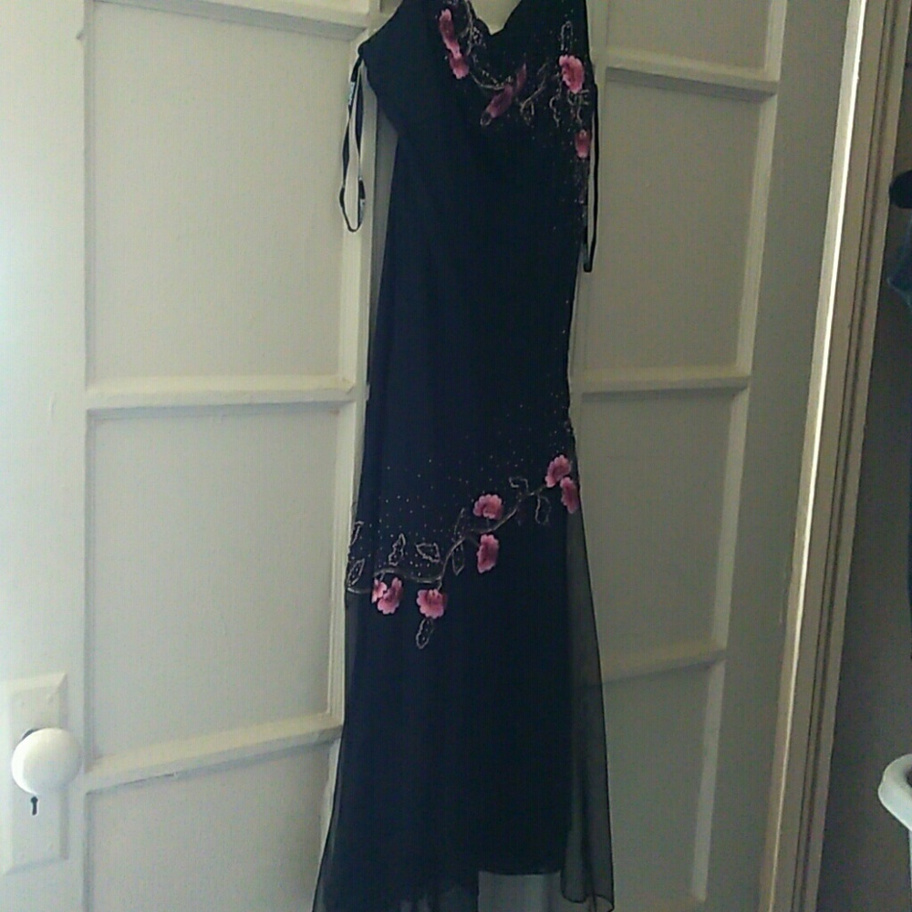 sheer floral evening gown
