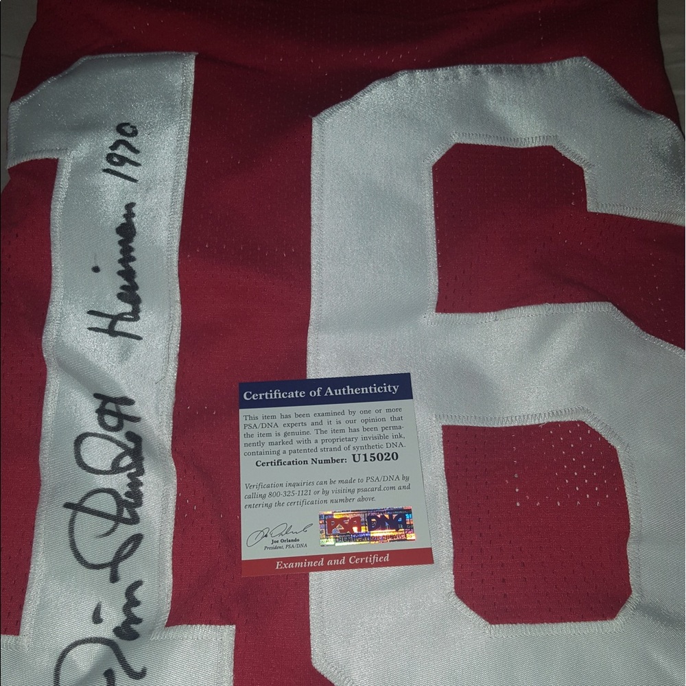Jim plunkett autographed NFL jersey cert