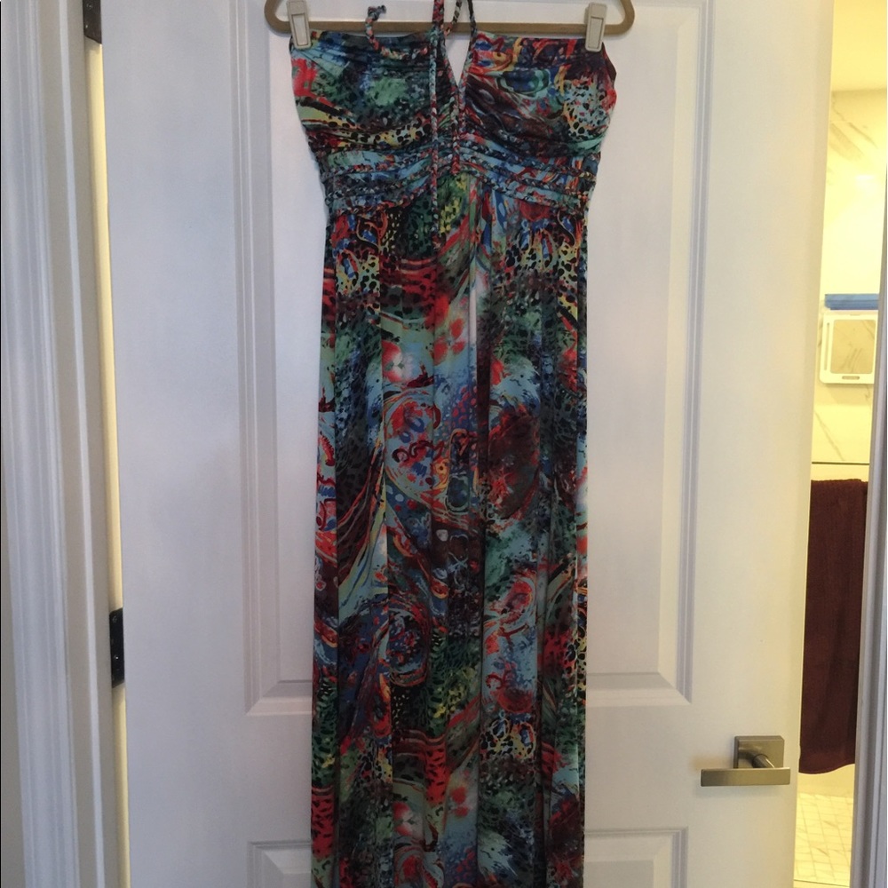 Long summer halter dress.