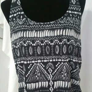Element Tank Top Tribal Print Black, Gray white
