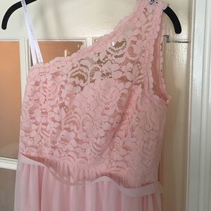 David's Bridal Light Pink Short Bridesmaid Dress