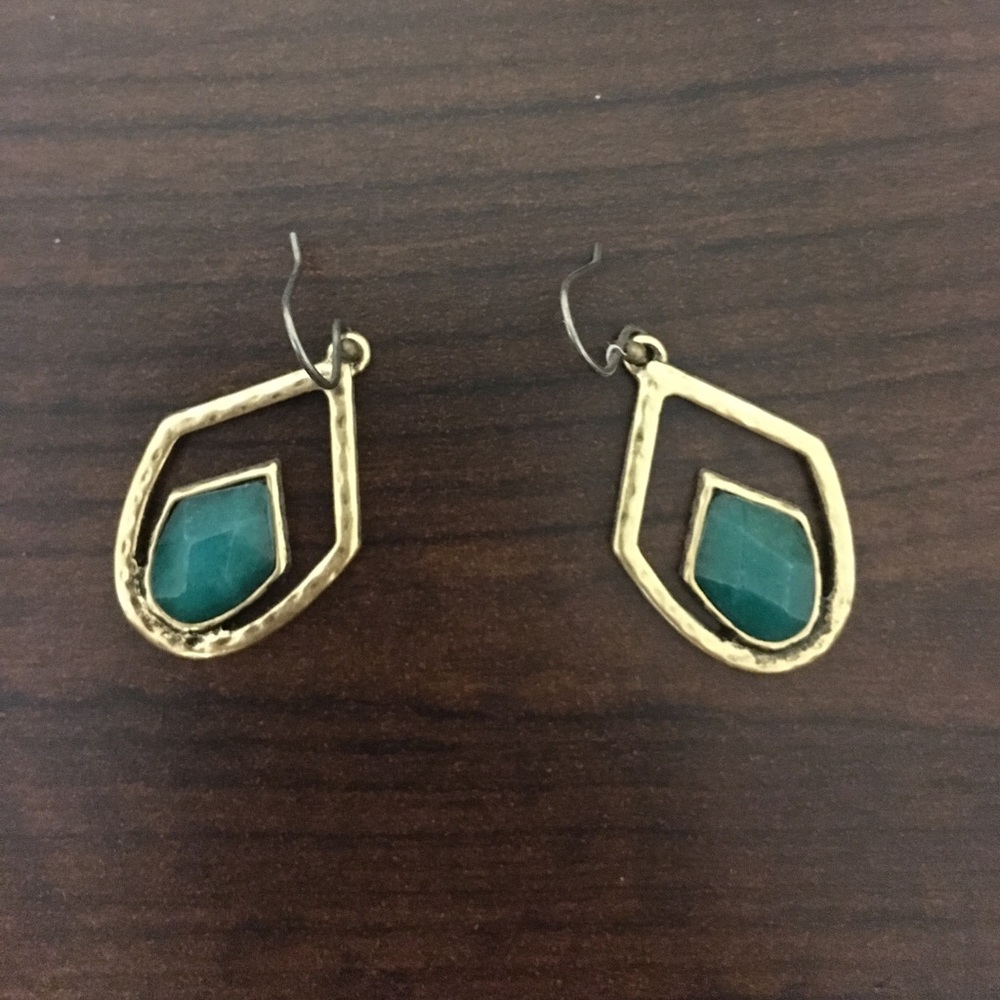 Green and gold earrings