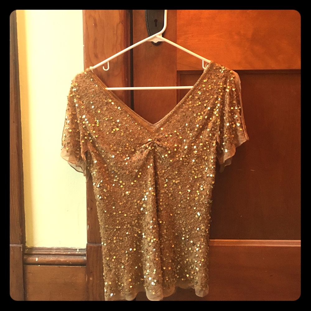 Beautiful Andre Olivier gold glitter top