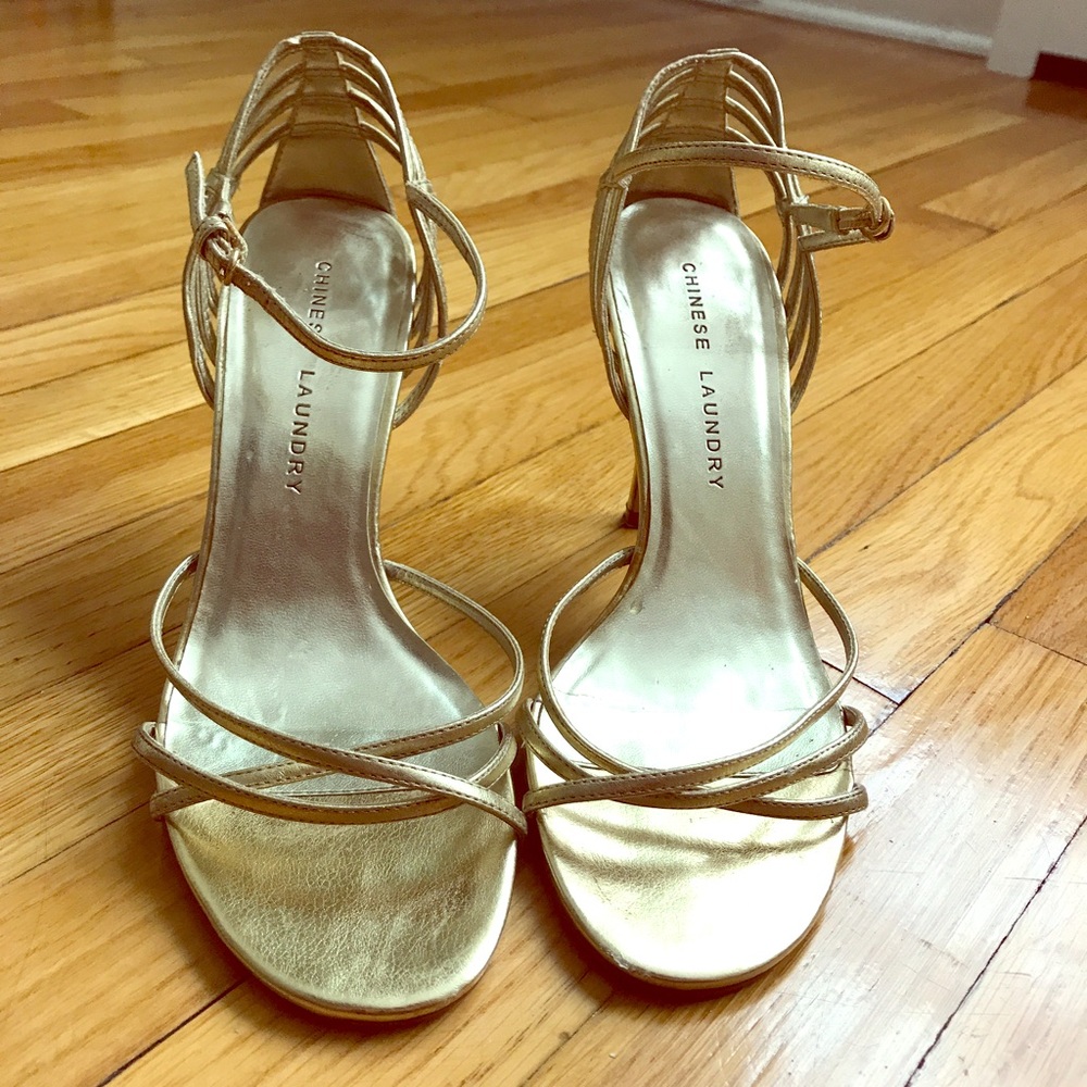 Gold Chinese Laundry strappy heels