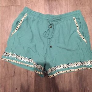 Anthropologie Teal Cloth Shorts