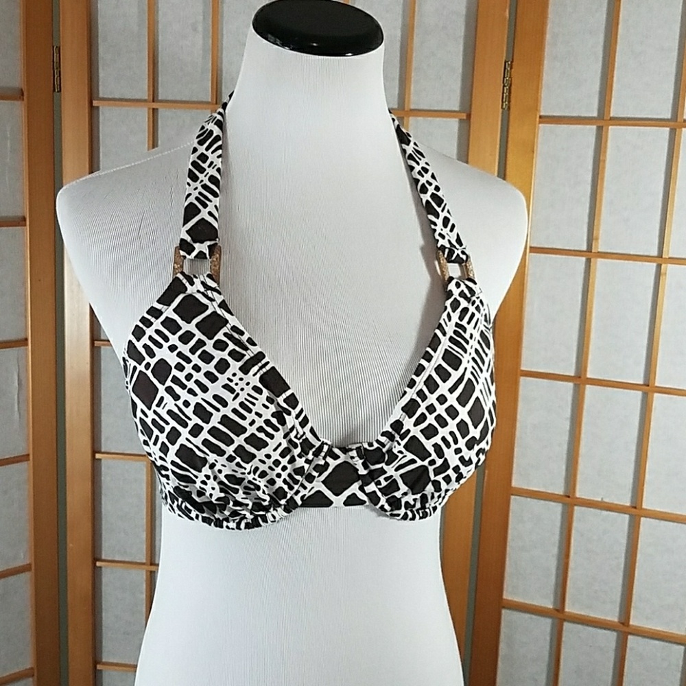 (NWT) Jantzen bikini top brown and white 32D